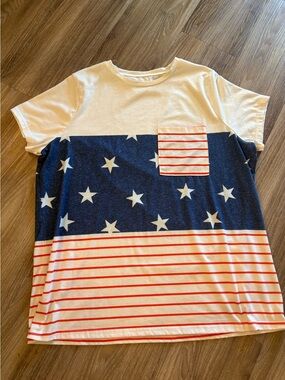 Women's Short Sleeve Star & Stripe Tee - White, Navy & Red